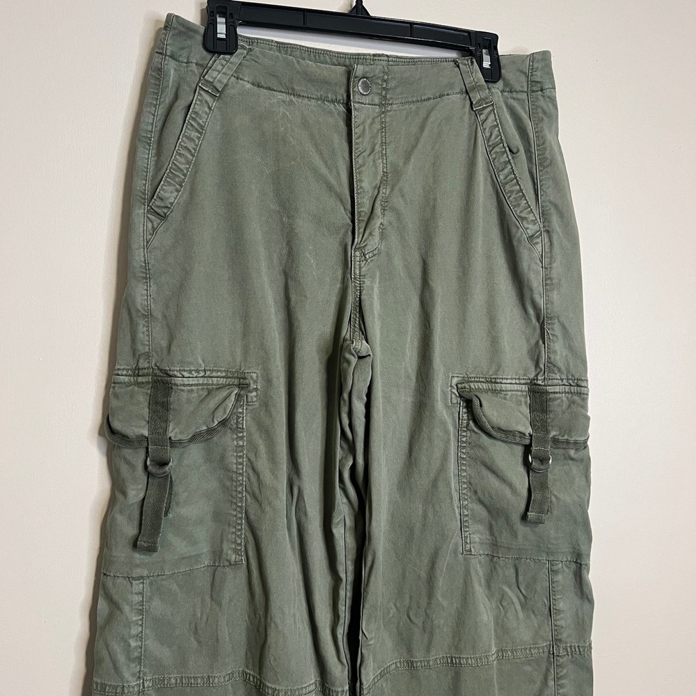 American Eagle Green Cargo Pants Womens 10 Regular Wide Leg Baggy Utility Y2K - Picture 3 of 9